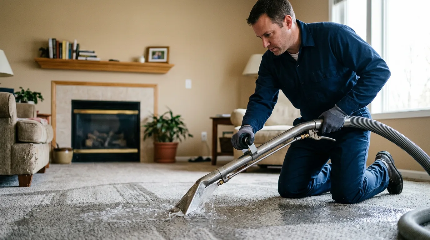 Water damage restoration technician working near Bargersville, IN
